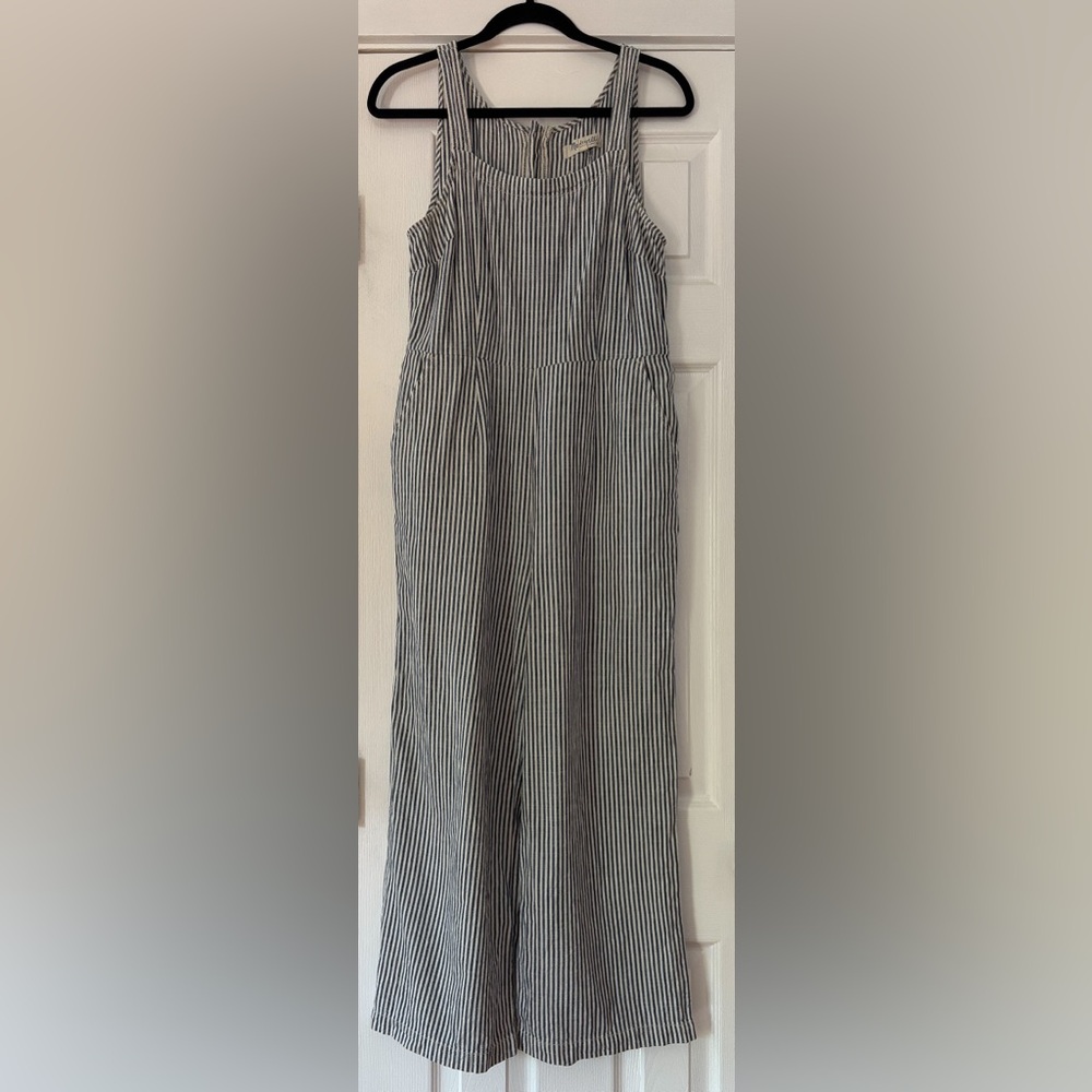 Madewell Striped Navy and White Cotton Jumpsuit Size 4 EUC
